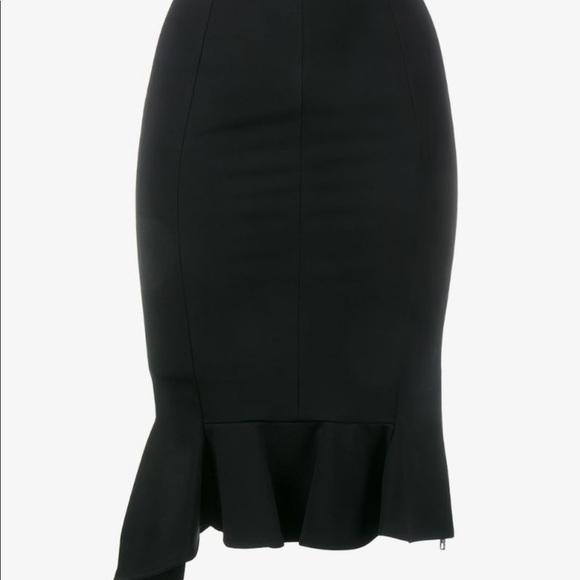 Givenchy Black Ruffle Hem Side Zipper Pencil Skirt - Picture 6 of 16